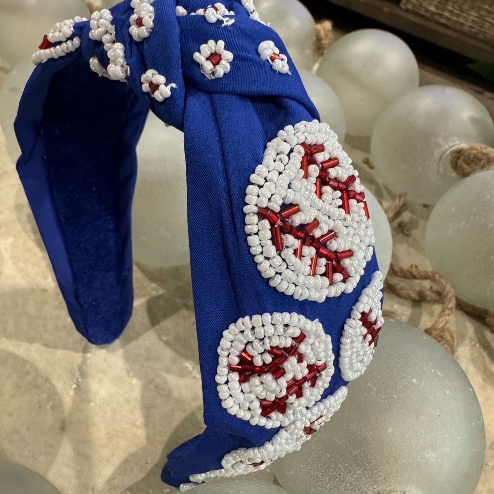 Blue beaded embellished, baseball ⚾️ headband